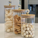 Kit de Potes de Vidro Borossilicato com Tampa de Bambu – Organização Premium para sua Cozinha
