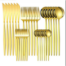 Conjunto de Talheres Dourados 24/30/48 Peças – Aço Inoxidável Premium