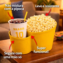 Kit 10 Pipoqueiras + 10 Copos Temático Brasil Copa do Mundo Azul ou Amarelo Amigos Baldes Pipoca In