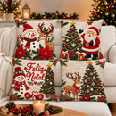 KIT 4 CAPAS DE ALMOFADAS DECORATIVAS NATAL PAPAI NOEL BONECO DE NEVE FELIZ NATAL RENA LANÇAMENTO 2026