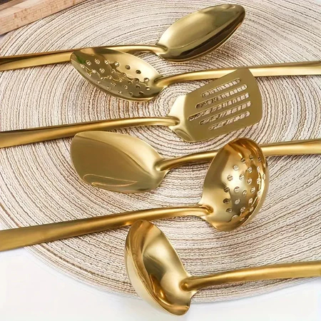 11 peças conjunto de utensílios de cozinha banhados a ouro com