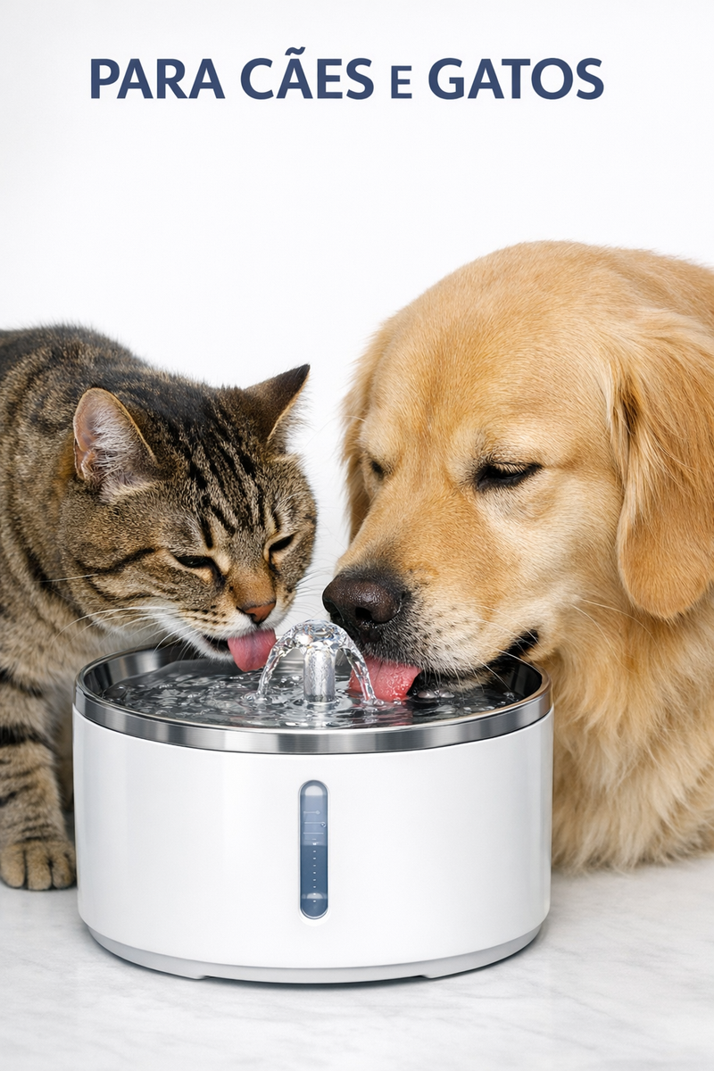 Bebedouro e Fonte Automática 3L com Filtro Triplo e LED para Pets