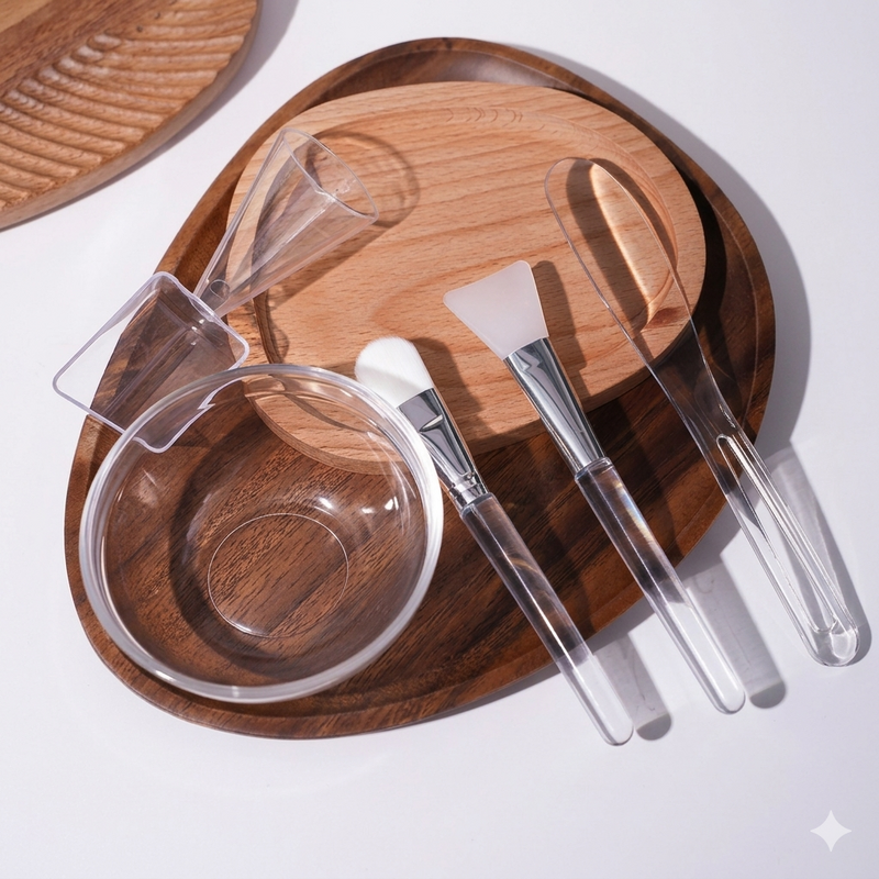 5 Pçs Escova Facial Máscara Tigela Colher Conjunto Lama Filme Mistura Aplicador Transparente Vara Ferramenta De Beleza