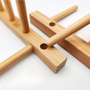 Promoção: Suporte Escorredor Porta Pratos De Bancada De Bambu 4 Divisorias 21cm x 13cm