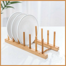 Suporte Escorredor Porta-Pratos de Bambu para Bancada