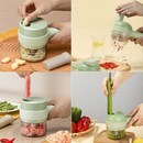 Cortador Elétrico De Legumes 4 Em 1 Sem Fio Alho Com Carregamento USB Triturador Durável