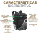Mochila Militar Tática Impermeável 50 Litros Grande Reforçada com Bandeira do Brasil