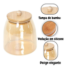 Kit Pote Dourado Vidro AMBAR BOLINHA porta tempero com tampa hermética de bambu para mantimentos PMG cozinha