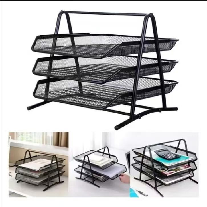 Organizador de Mesa Documento Bandeja Aramado Porta Papel Escritório 3/4 Prateleiras--8100