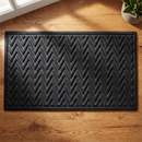 Tapete Entrada ZigZag Grande 45x75 Preto Sala de Estar Premium Elegante