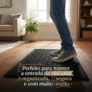 Tapete Entrada ZigZag Grande 45x75 Preto Sala de Estar Premium Elegante