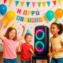 Caixa de Som Bluetooth LED RGB PartyBox Wireless Subwoofer Karaokê Com Microfone