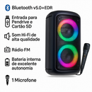 Caixa de Som Bluetooth LED RGB PartyBox Wireless Subwoofer Karaokê Com Microfone