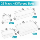 Kit 16/25 Organizador Acrílico Multiuso Tranparente Resistente Retângular