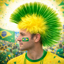 Peruca Moicano Copa Do Mundo Verde Amarela Torcida Brasil