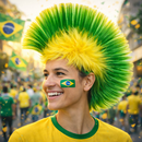 Peruca Moicano Copa Do Mundo Verde Amarela Torcida Brasil